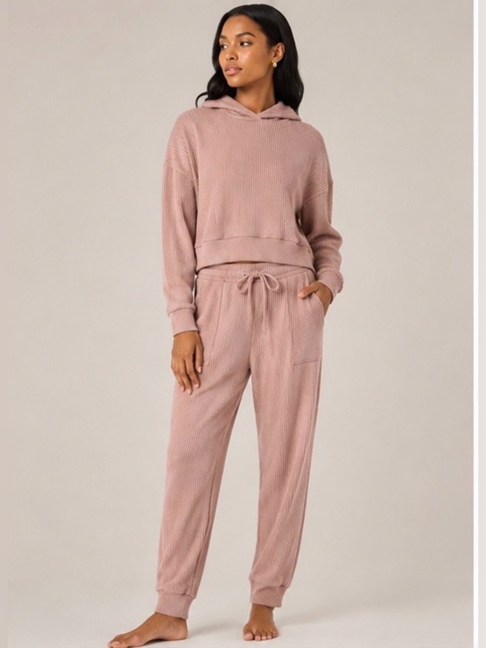 Better Together Pink Ribbed Hoodie Jogger Lounge Set Small NWT